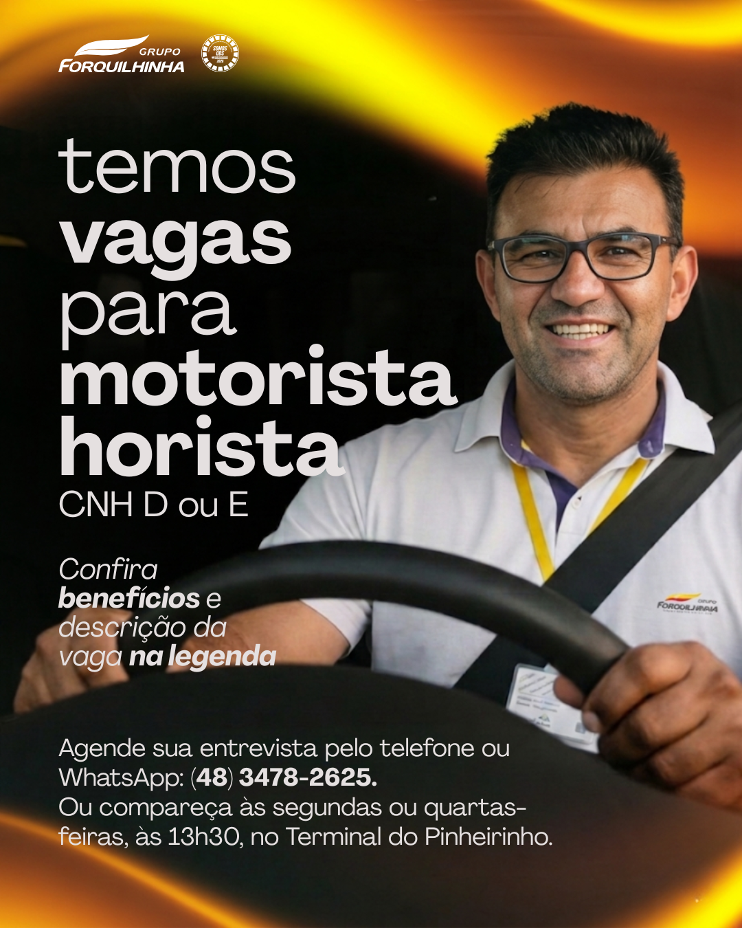 Vaga para Motorista Horista CNH D ou E 